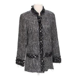 Mesmerize Jacket Black/White Beading Fringe Blazer